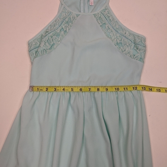 Xhilaration High Neck Mint Lace A-Line Mini Dress - Picture 8 of 9